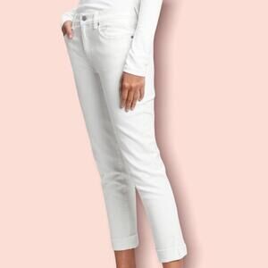 Gap 1969 Women's Best Girlfriend Mid Rise Stretch White Denim‎ Jeans Size 24